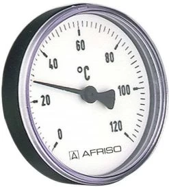 Afriso Bimetall Thermometer 0-120 Grad 63704 Gehäuse 63mm, Schaft 40mm, 1/2" Anschluss