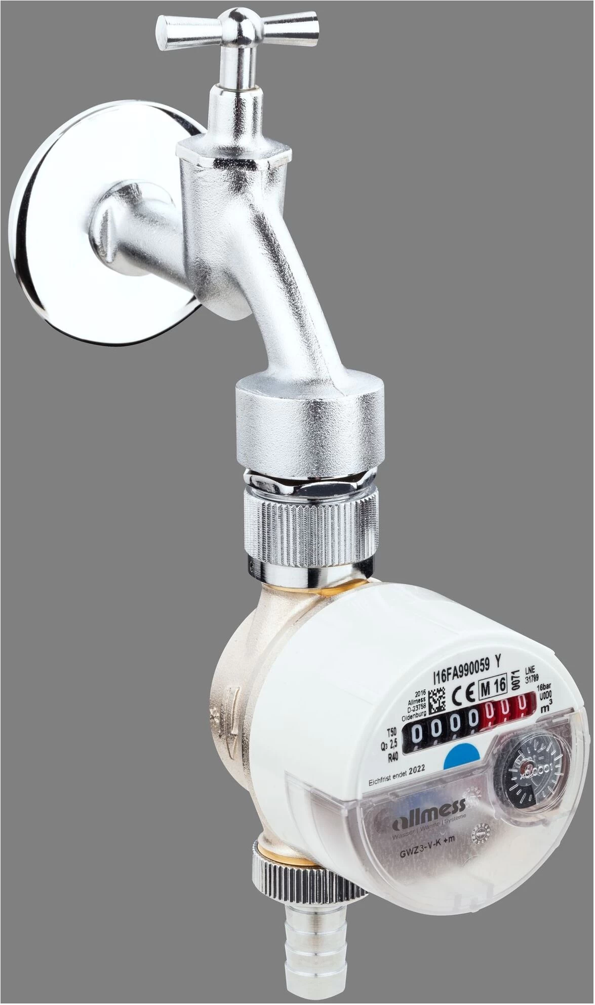 Allmess Zapfventilwasserzähler 1401112206 GWZ 3-V-K+m, Q3 2,5, DN 15, 82mm 3 Allmess Zapfventilwasserzähler 1401112206 GWZ 3-V-K+m, Q3 2,5, DN 15, 82mm