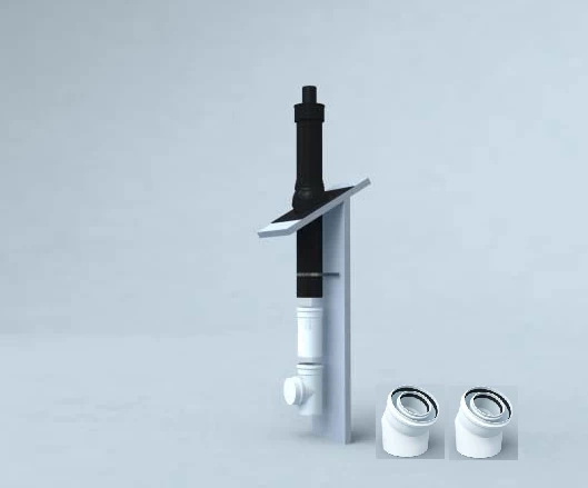 Bertrams Abgassystem Schrägdach Komplettpaket DN 60/100, 1 Meter, Schwarz 3 Bertrams Abgassystem Schrägdach Komplettpaket DN 60/100, 1 Meter, Schwarz