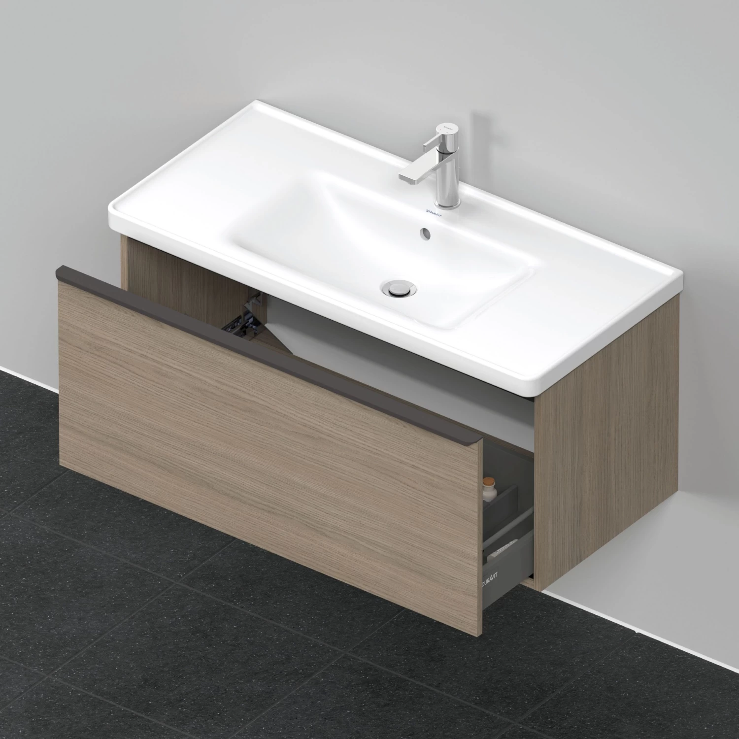 Duravit D-Neo Waschtisch-Unterschrank DE425603535 98,4 X 45,2 Cm, Eiche Terra, Wandhängend, 1 Auszug 4 Duravit D-Neo Waschtisch-Unterschrank DE425603535 98,4 X 45,2 Cm, Eiche Terra, Wandhängend, 1 Auszug – Bild 2