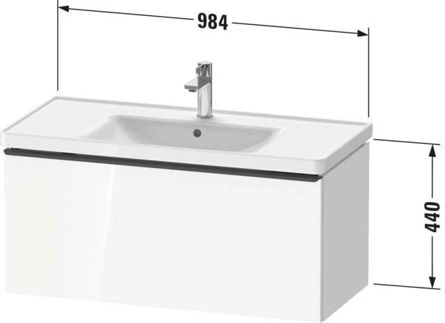 Duravit D-Neo Waschtisch-Unterschrank DE425603535 98,4 X 45,2 Cm, Eiche Terra, Wandhängend, 1 Auszug 9 Duravit D-Neo Waschtisch-Unterschrank DE425603535 98,4 X 45,2 Cm, Eiche Terra, Wandhängend, 1 Auszug – Bild 7