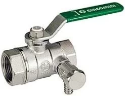 Giacomini Kugelhahn R250WS 250SX143 1/2", Mit Entleerung, Grüner Hebelgriff