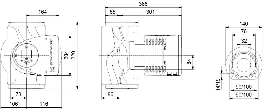 Grundfos Magna3 Heizungsumwälzpumpe 97924658 40-180F, 250 Mm, PN 16, 230 V 4 Grundfos Magna3 Heizungsumwälzpumpe 97924658 40-180F, 250 Mm, PN 16, 230 V – Bild 2