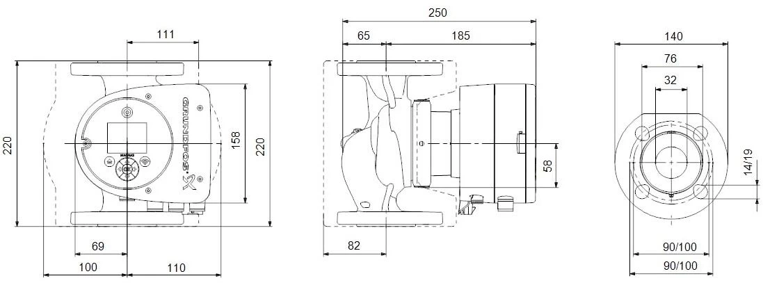 Grundfos Umwälzpumpe 97924727 Edelstahl, 40-40FN, 220 Mm, PN 6/10 4 Grundfos Umwälzpumpe 97924727 Edelstahl, 40-40FN, 220 Mm, PN 6/10 – Bild 2