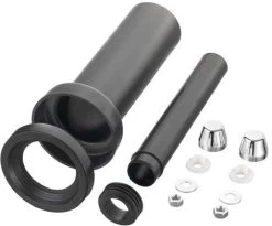 HAAS PE-Wand-WC-Anschlussgarnitur 3600 DN 90/110, Abdeckkappen Chrom, 300mm, Verschweißbar, Schwarz