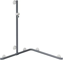 Hewi System 800 K Duschhandlauf 950.35.3109190 1100mm, Brausehalter, Stützen Und Rosetten Signalweiß, Tiefschwarz