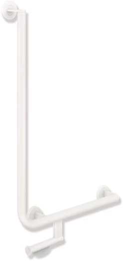 Hewi System 900 Winkelgriff 900.22.14060DX Edelstahl Pulverbeschichtet Weiß Tiefmatt, 750 X 500 Mm, Ausführung Rechts