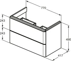 Ideal Standard Adapto Waschtisch-Unterschrank T4301WG 2 Auszüge, 770 X 410 X 490 Mm, Hochglanz Weiß Lackiert -Langlebige Werkzeuge Ideal Standard Adapto Waschtisch Unterschrank T4301WG 2 Auszuege 770 x 410 x 490 mm hochglanz weiss lackiert 4