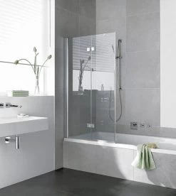 Kermi Diga Badewannen-Faltwand DI2PL120152AK 120x150cm, Weiß, ESG Klar, Links