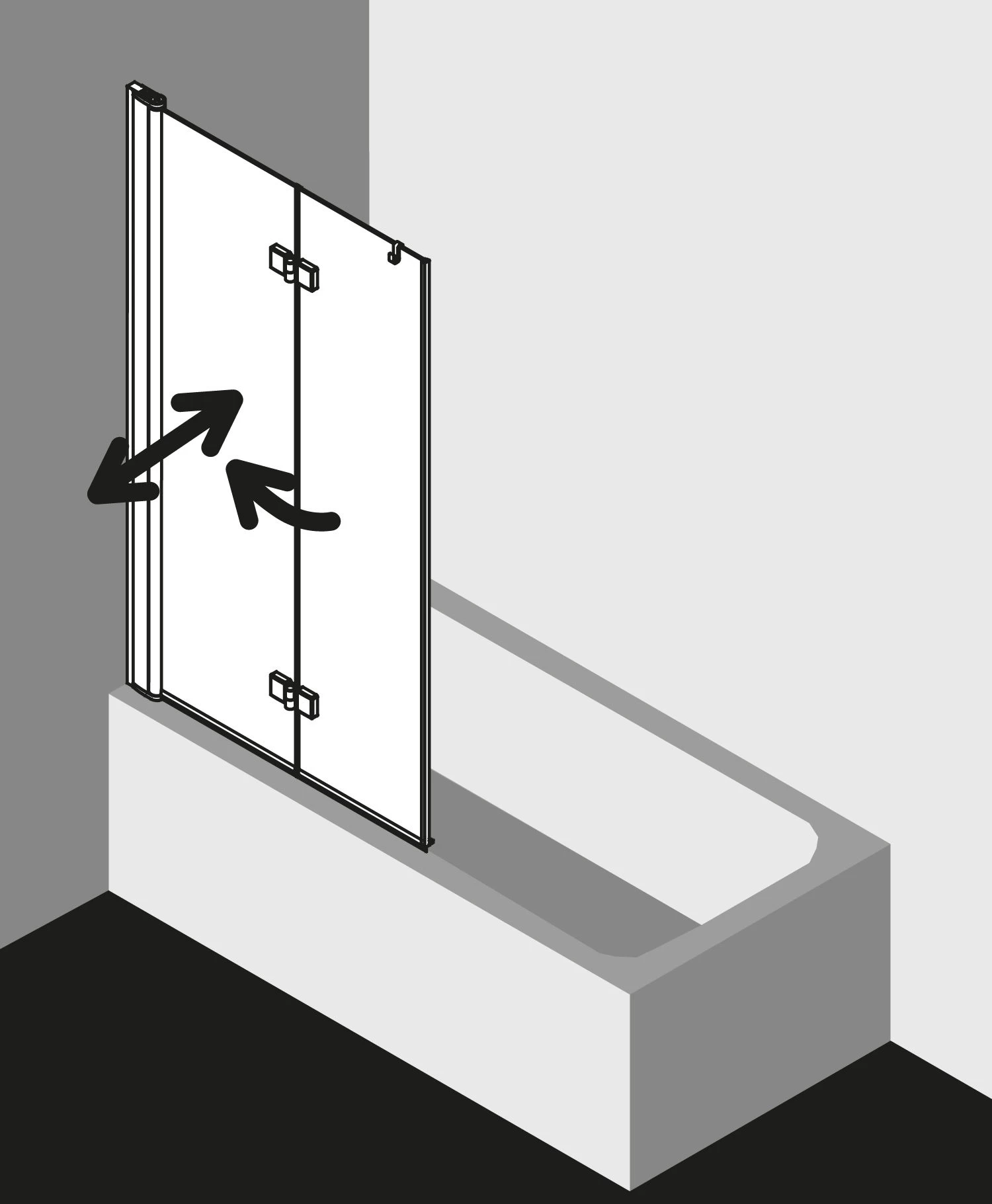 Kermi Diga Badewannen-Faltwand DI2PR120152AK 120x150cm, Weiß, ESG Klar, Rechts 4 Kermi Diga Badewannen-Faltwand DI2PR120152AK 120x150cm, Weiß, ESG Klar, Rechts – Bild 2