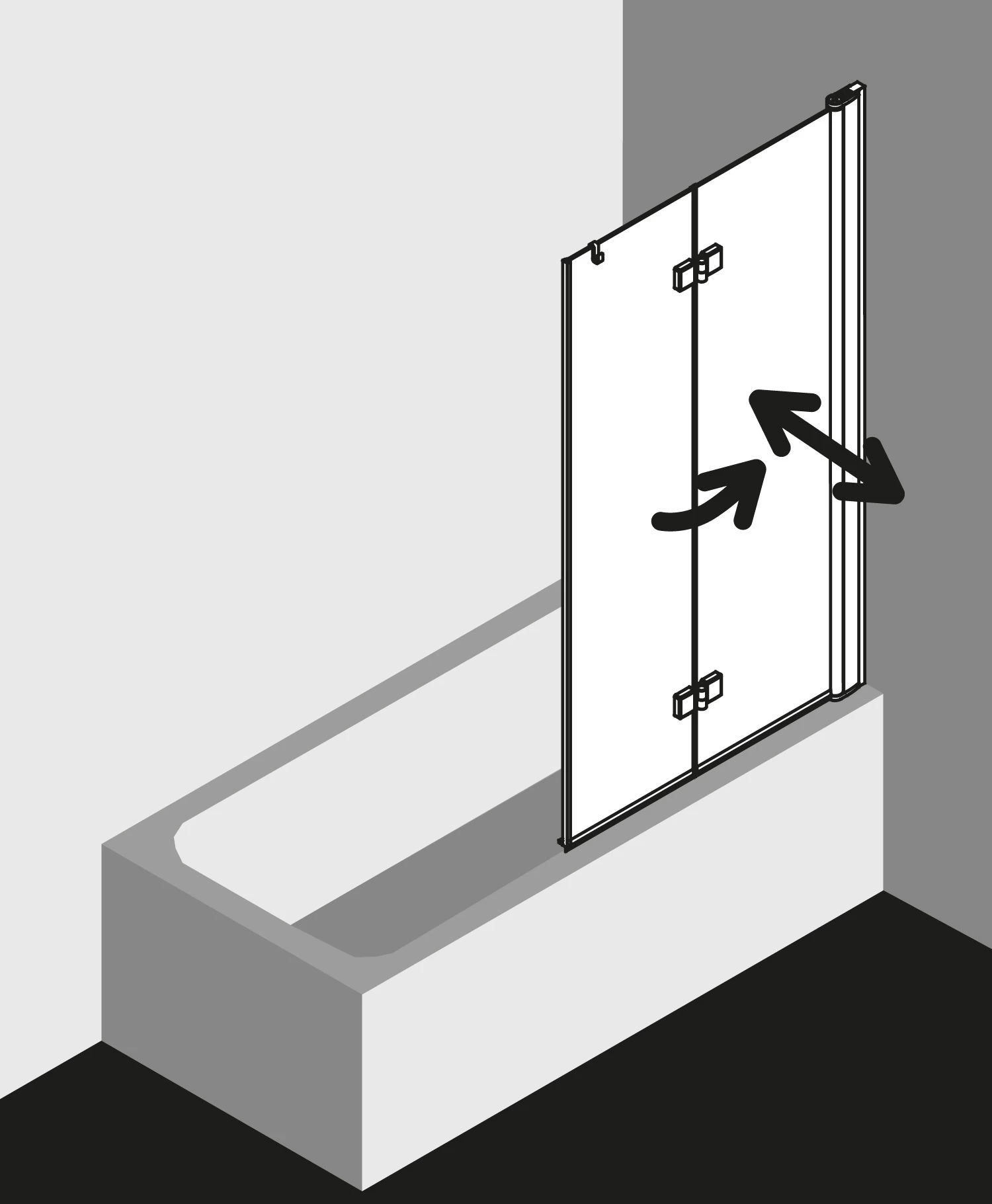 Kermi Diga Badewannen-Faltwand DI2PR120152AK 120x150cm, Weiß, ESG Klar, Rechts 5 Kermi Diga Badewannen-Faltwand DI2PR120152AK 120x150cm, Weiß, ESG Klar, Rechts – Bild 3