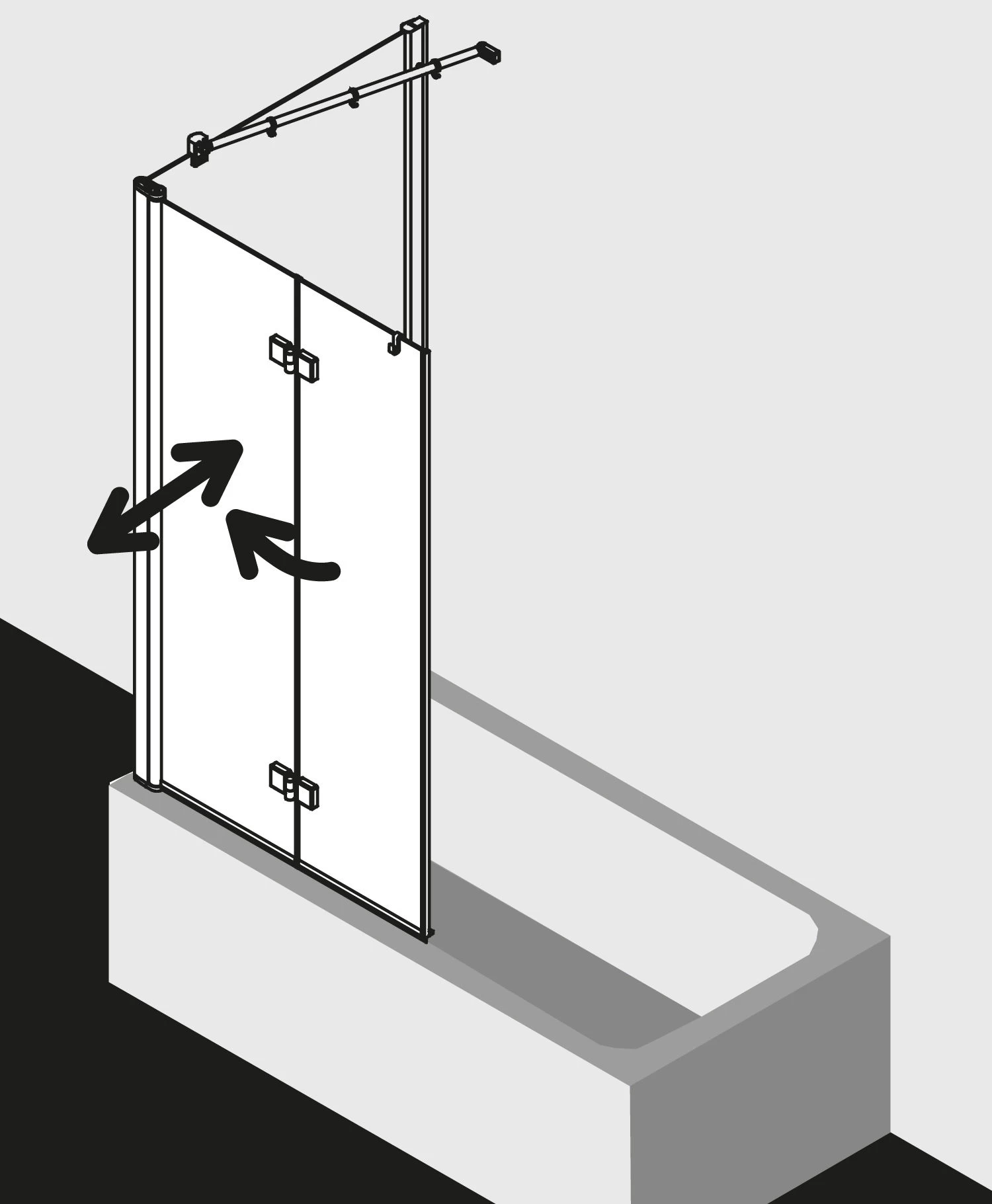 Kermi Diga Badewannen-Faltwand DI2PR120152AK 120x150cm, Weiß, ESG Klar, Rechts 6 Kermi Diga Badewannen-Faltwand DI2PR120152AK 120x150cm, Weiß, ESG Klar, Rechts – Bild 4