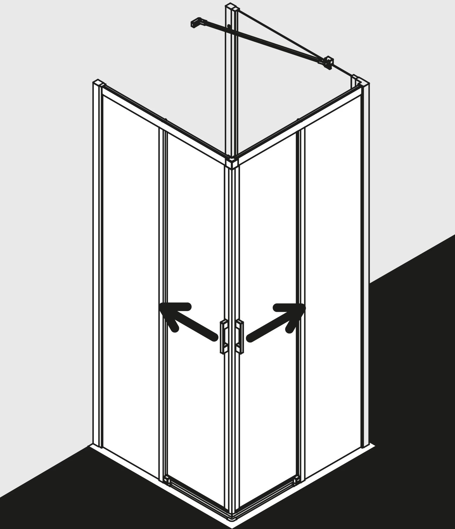 Kermi Liga Eckeinstieg-Hälfte Gleitt. 2-tlg. Bodenfrei LIC2L08320VPK 83x200cm, Silber Hochglanz, ESG Klar Clean, Links, Auf Duschplatz 5 Kermi Liga Eckeinstieg-Hälfte Gleitt. 2-tlg. Bodenfrei LIC2L08320VPK 83x200cm, Silber Hochglanz, ESG Klar Clean, Links, Auf Duschplatz – Bild 3