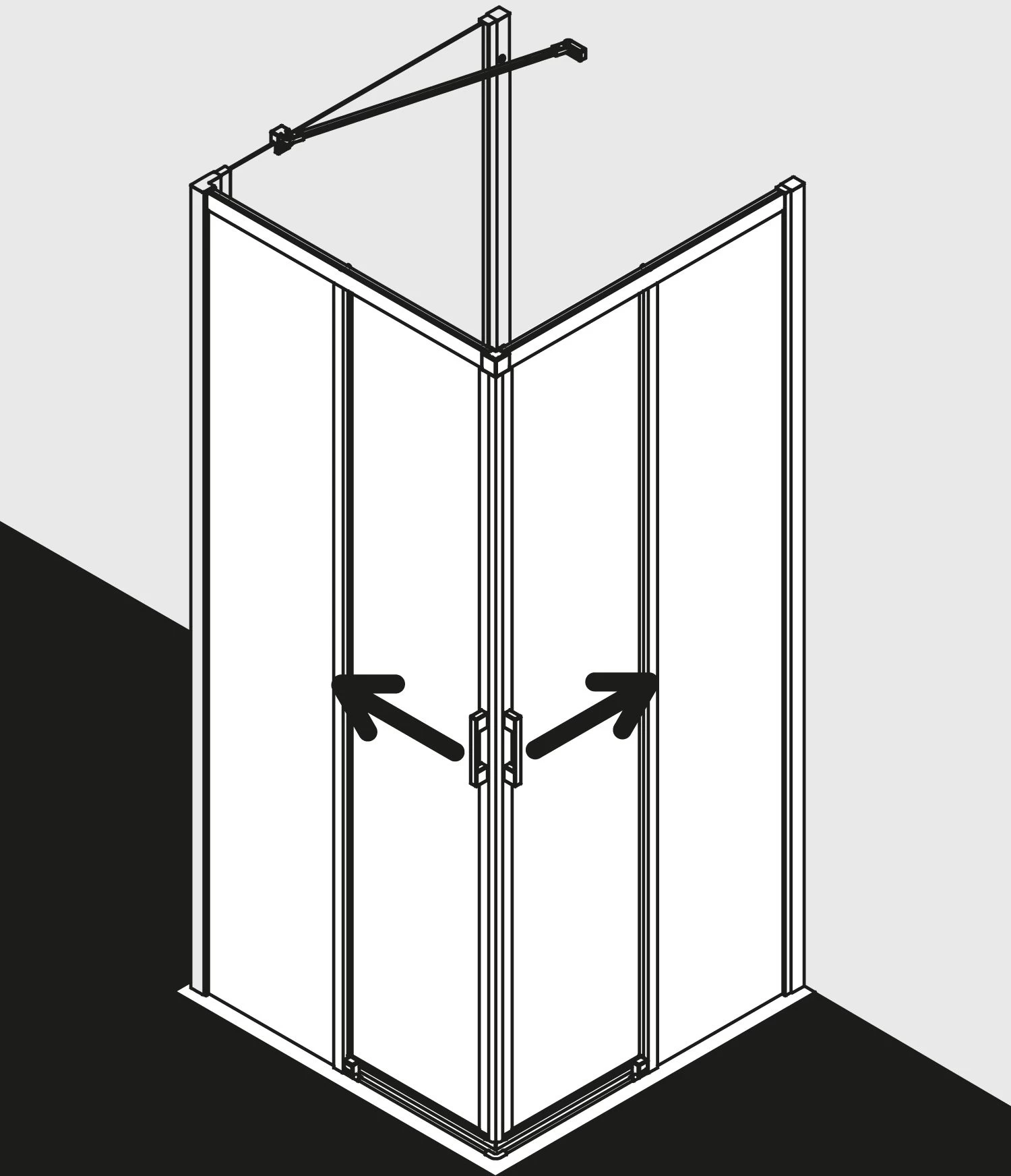 Kermi Liga Eckeinstieg-Hälfte Gleitt. 2-tlg. Bodenfrei LIC2L08320VPK 83x200cm, Silber Hochglanz, ESG Klar Clean, Links, Auf Duschplatz 6 Kermi Liga Eckeinstieg-Hälfte Gleitt. 2-tlg. Bodenfrei LIC2L08320VPK 83x200cm, Silber Hochglanz, ESG Klar Clean, Links, Auf Duschplatz – Bild 4