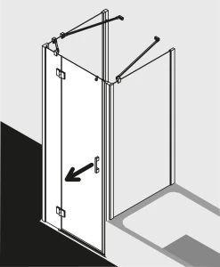 Kermi Liga Schwingtür Mit Festfeld LISTL12520VPK 125x200cm, Silber Hochglanz KermiCLEAN, Links, Auf Duschwanne