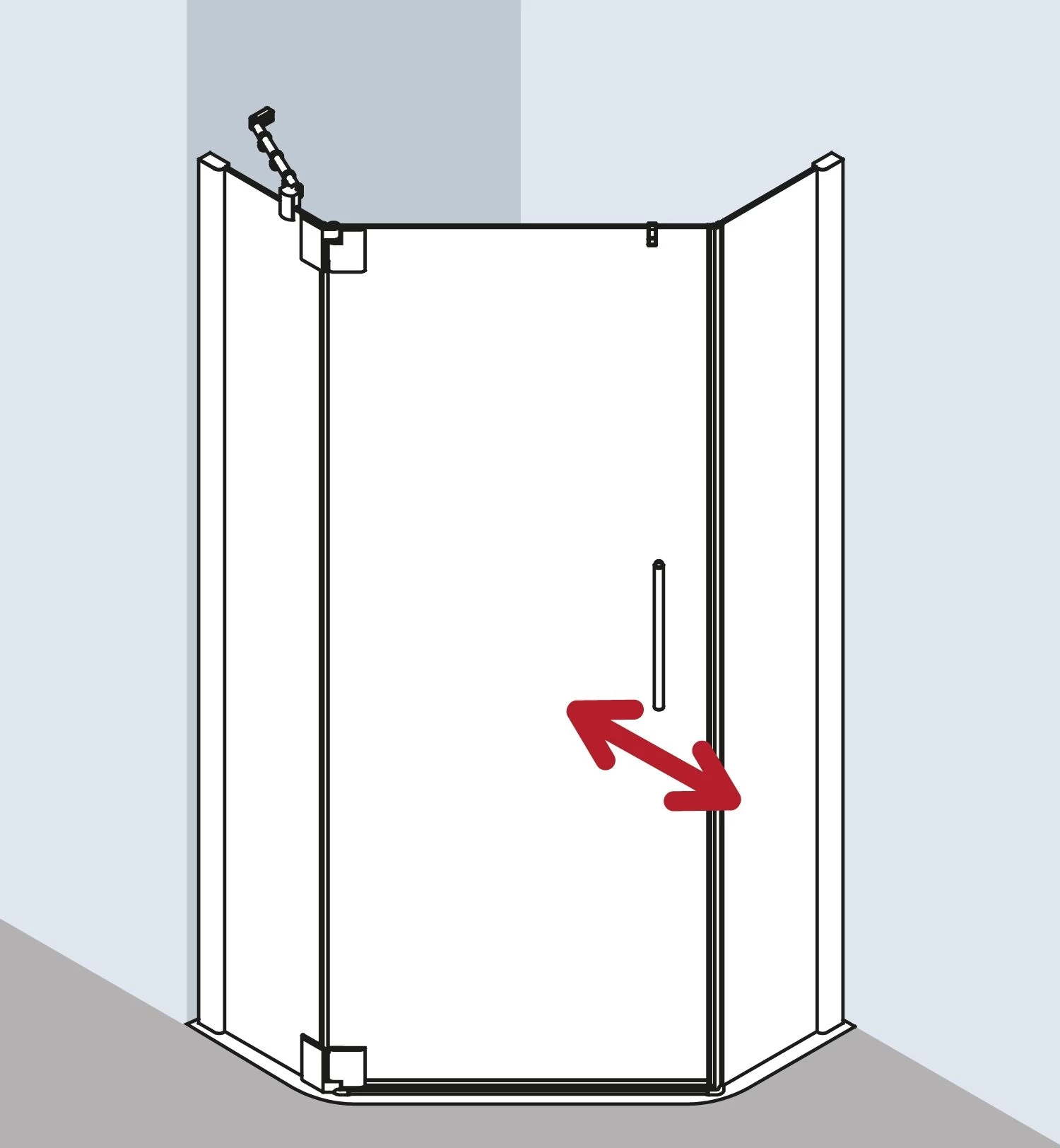 Kermi Pasa XP Fünfeck-Duschkabine Pendeltür PXL00F12201AK 90x75x200cm, Silber Mattglanz, ESG Klar, Links 4 Kermi Pasa XP Fünfeck-Duschkabine Pendeltür PXL00F12201AK 90x75x200cm, Silber Mattglanz, ESG Klar, Links – Bild 2