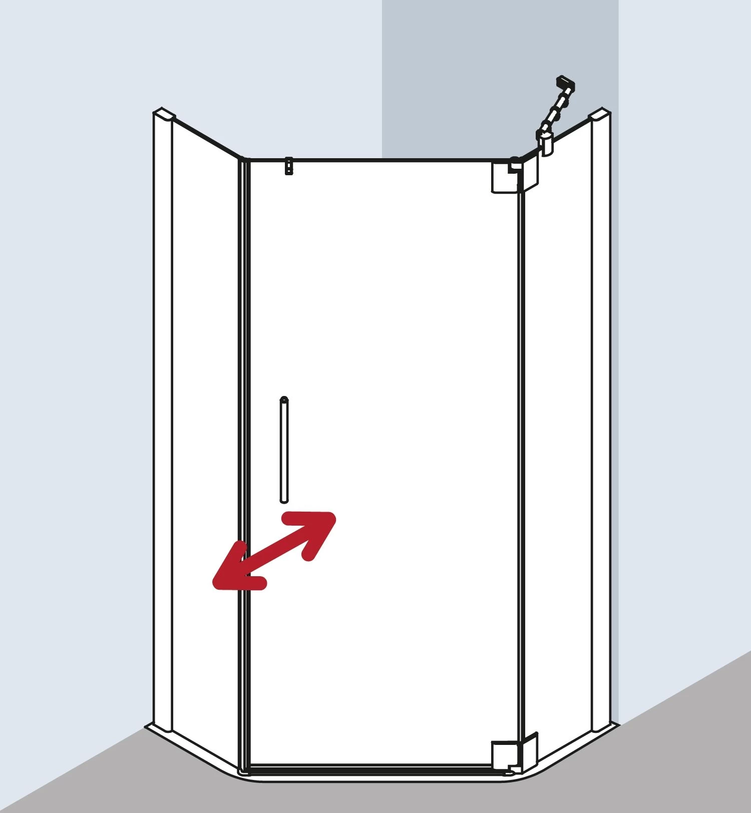 Kermi Pasa XP Fünfeck-Duschkabine Pendeltür PXL00F12201AK 90x75x200cm, Silber Mattglanz, ESG Klar, Links 5 Kermi Pasa XP Fünfeck-Duschkabine Pendeltür PXL00F12201AK 90x75x200cm, Silber Mattglanz, ESG Klar, Links – Bild 3