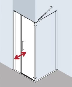 Kermi Pasa XP Pendeltür 1-fl. U Festfeld Für Seitenwand PX1FL103201UK 103x200cm, Silber Mattglanz, ESG SR Opaco, Links, Auf Duschplatz