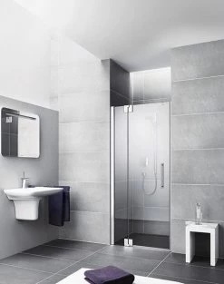 Kermi Pasa XP Pendeltür 1-flügelig Mit Festfeld PX1TL120181PK 120x185cm, Silber Mattglanz, ESG Klar Clean, Links