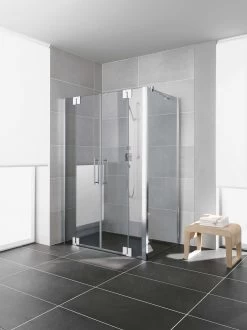 Kermi Pasa XP Pendeltür Mit Festfeldern PXPTF11018VAK 110x185cm, Silber Hochglanz, ESG Klar, Auf Duschwanne