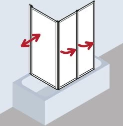 Kermi Vario 2000 Faltwand 3-tlg. V2FW3065142UK 73,5-76,8x140cm, Weiß, ESG SR Opaco -Langlebige Werkzeuge Kermi Vario 2000 Faltwand 3 tlg. V2FW3065142UK 735 768x140cm weiss ESG SR Opaco 2