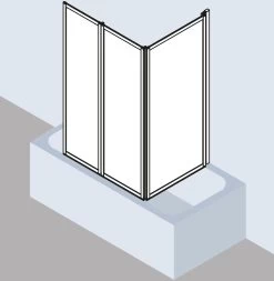 Kermi Vario 2000 Faltwand 3-tlg. V2FW30701412K 78,5-81,8x140cm, Silber Mattglanz, Kerolan Perl