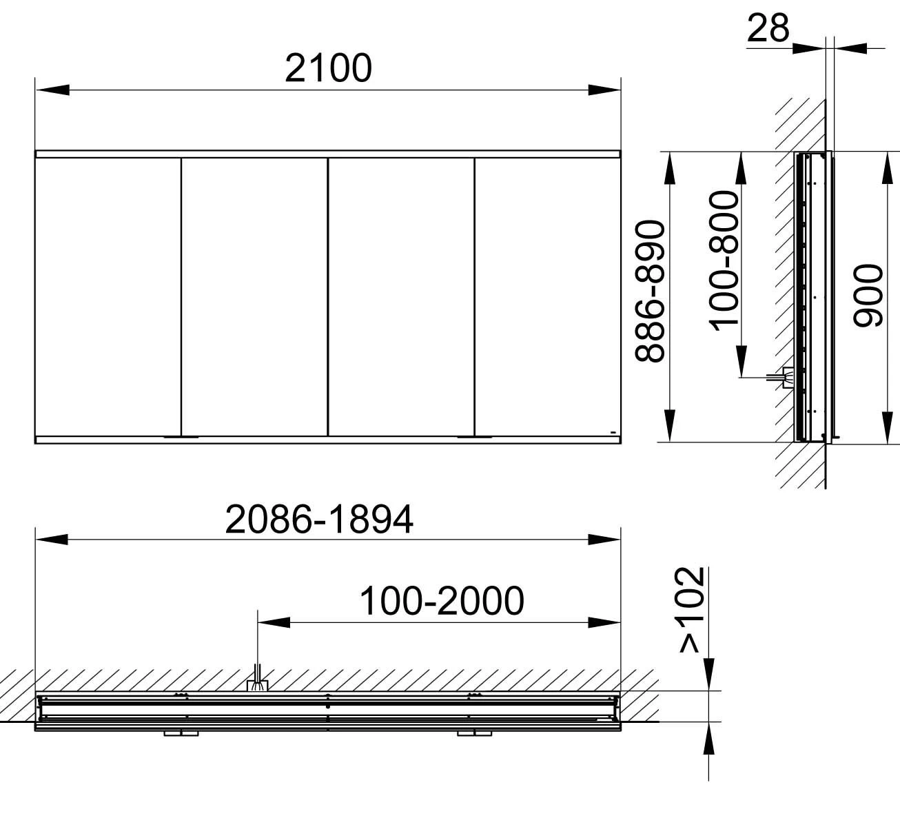 Keuco Royal Modular 2.0 Spiegelschrank 800410211000400 2100 X 900 X 120 Mm, 4 Steckdosen, Wandeinbau, 4-türig 4 Keuco Royal Modular 2.0 Spiegelschrank 800410211000400 2100 X 900 X 120 Mm, 4 Steckdosen, Wandeinbau, 4-türig – Bild 2
