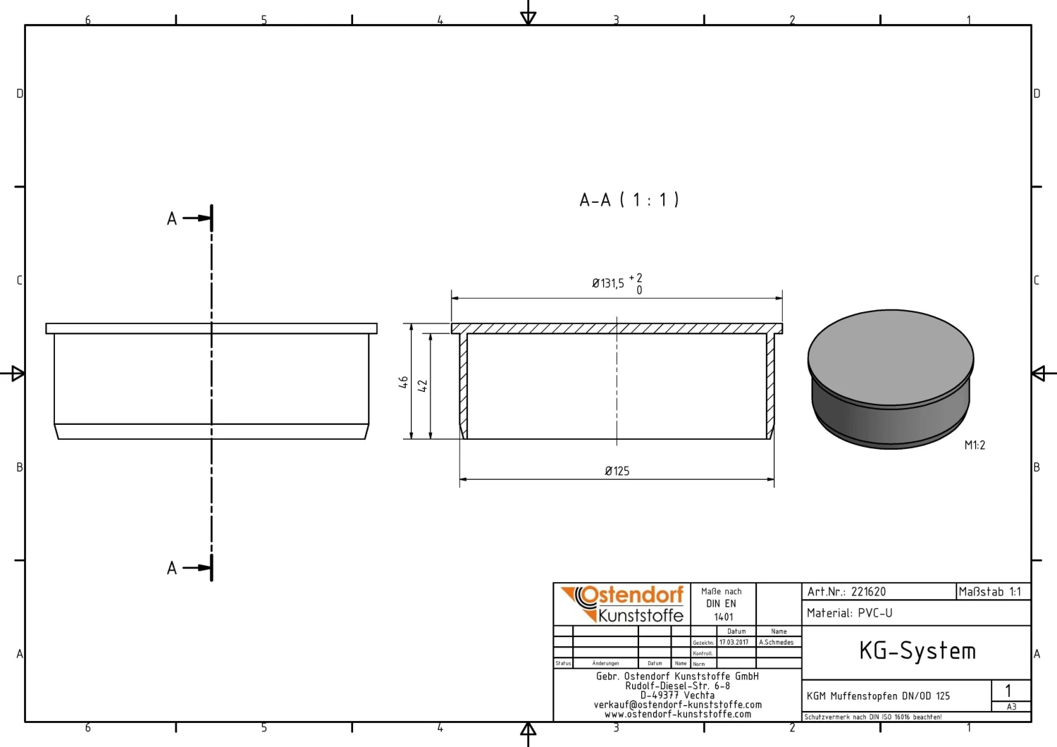Ostendorf Kg KG Muffenstopfen 221620 DN/OD 125 4 Ostendorf Kg KG Muffenstopfen 221620 DN/OD 125 – Bild 2