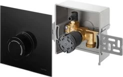 Oventrop Unibox Rücklauftemperaturregelung 1022751 Echtglas Schwarz, Mit Ventil Und Thermostat