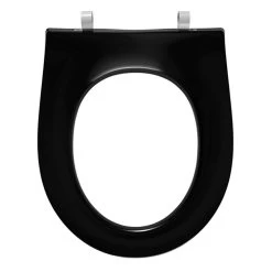 Pressalit Objecta D Pro WC-Sitz 989111-DF7999 Festscharnier DF7, Edelstahl, Schwarz Polygiene, Ohne Deckel, Standard