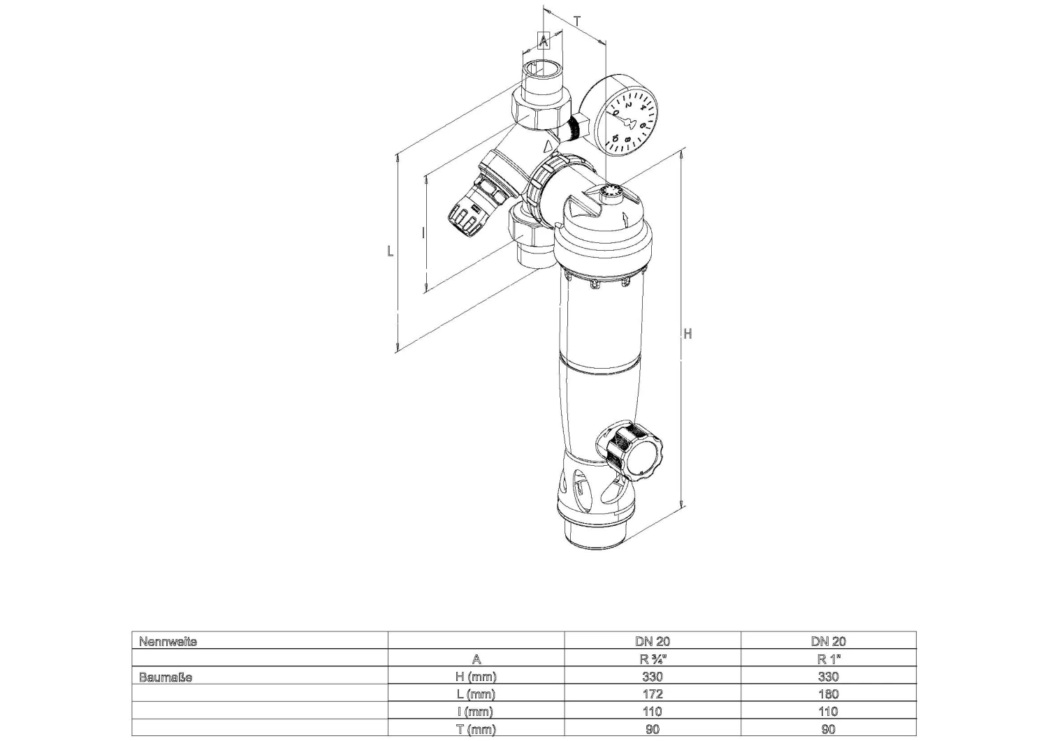 SYR Rückspülfilter Duo DFR 231420000 DN 20, Mit Druckminderer Und Manometer 4 SYR Rückspülfilter Duo DFR 231420000 DN 20, Mit Druckminderer Und Manometer – Bild 2