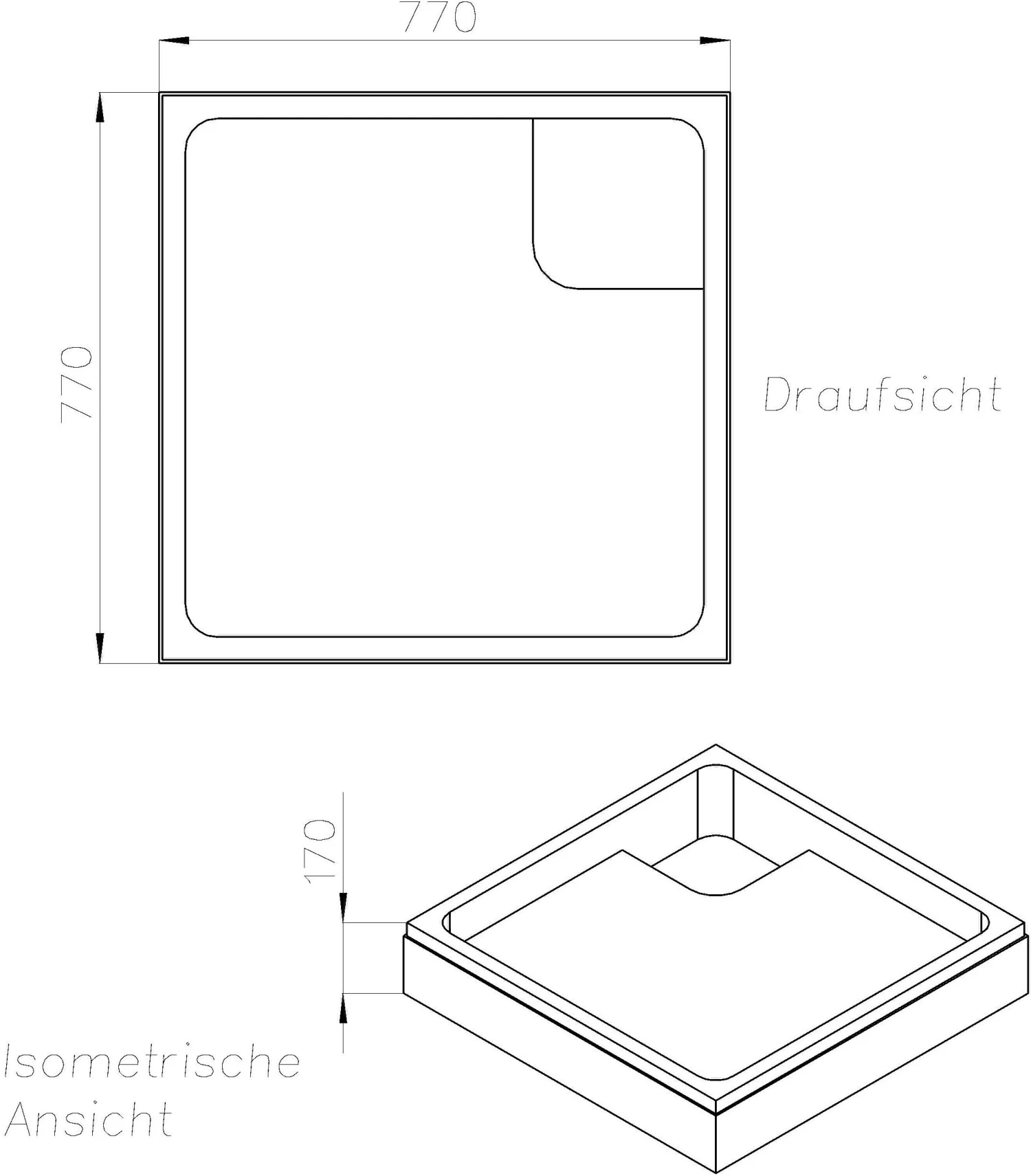 Schedel Duschwannenträger SD22305 80x80x6,5cm, Höhe 17cm 4 Schedel Duschwannenträger SD22305 80x80x6,5cm, Höhe 17cm – Bild 2