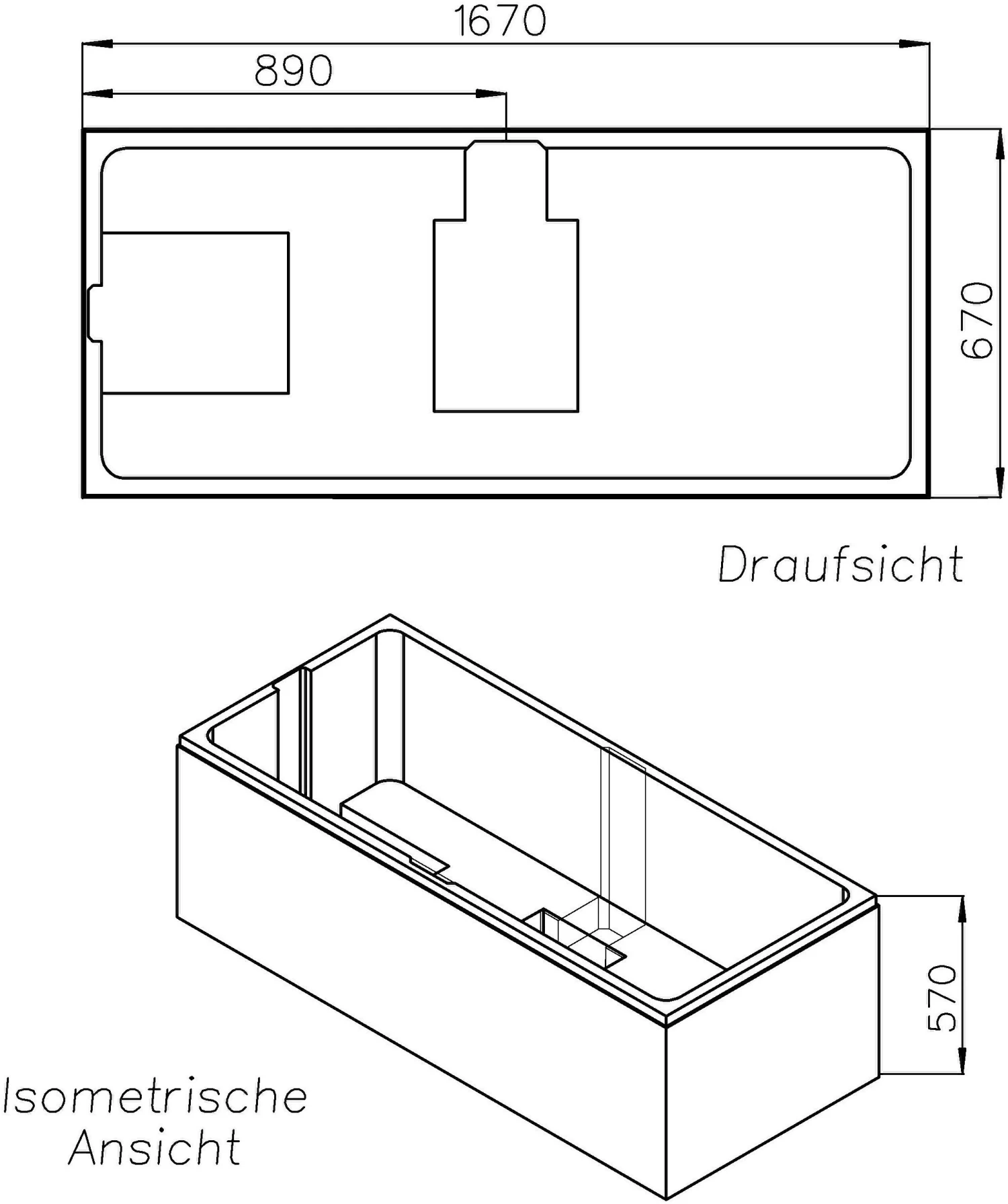 Schedel XL Villeroy & Boch Loop & Friends Solo Wannenträger SW16017 170x70cm, Höhe 57cm 4 Schedel XL Villeroy & Boch Loop & Friends Solo Wannenträger SW16017 170x70cm, Höhe 57cm – Bild 2
