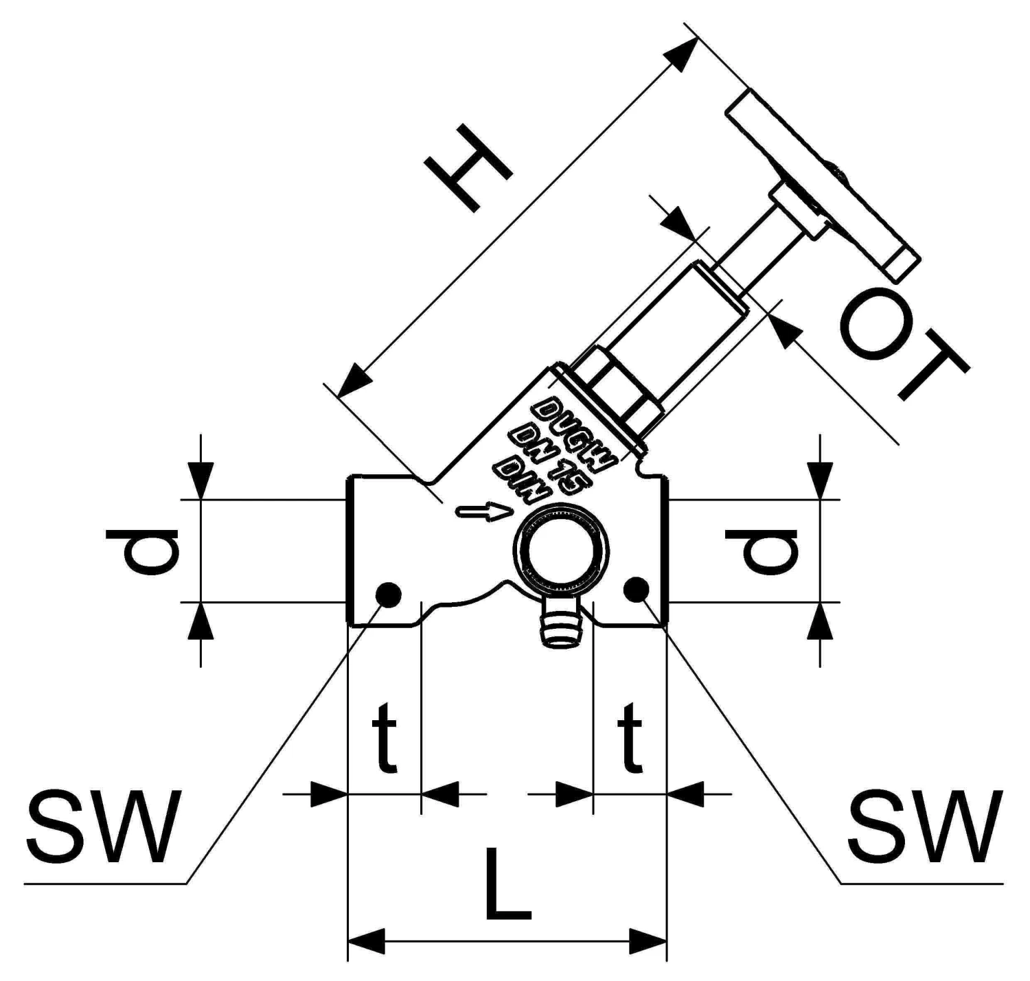 Schlösser Freistromventil 0015101500001 DN 15, Rp 1/2, Mit Entleerung, Steigende Spindel 4 Schlösser Freistromventil 0015101500001 DN 15, Rp 1/2, Mit Entleerung, Steigende Spindel – Bild 2