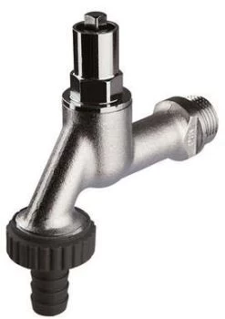 Seppelfricke Sepp Auslaufventil 0000141 DN 15, Messing Verchromt, Für Steckschlüssel, Mit Schlauchverschraubung