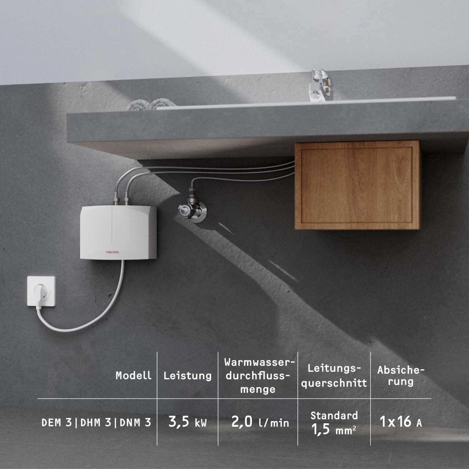Stiebel Eltron DEM 3 Mini-Durchlauferhitzer 231001 Elektronisch Geregelt, 3,5 KW, Weiss 6 Stiebel Eltron DEM 3 Mini-Durchlauferhitzer 231001 Elektronisch Geregelt, 3,5 KW, Weiss – Bild 4