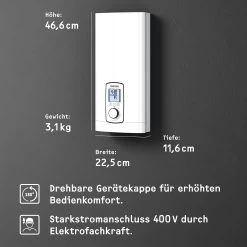 Stiebel Eltron Komfort-Durchlauferhitzer 234468 DHE Connect 27 KW, Weiss, Vollelektronisch, 400 V -Langlebige Werkzeuge Stiebel Eltron Komfort Durchlauferhitzer 234468 DHE Connect 27 kW weiss vollelektronisch 400 V 4