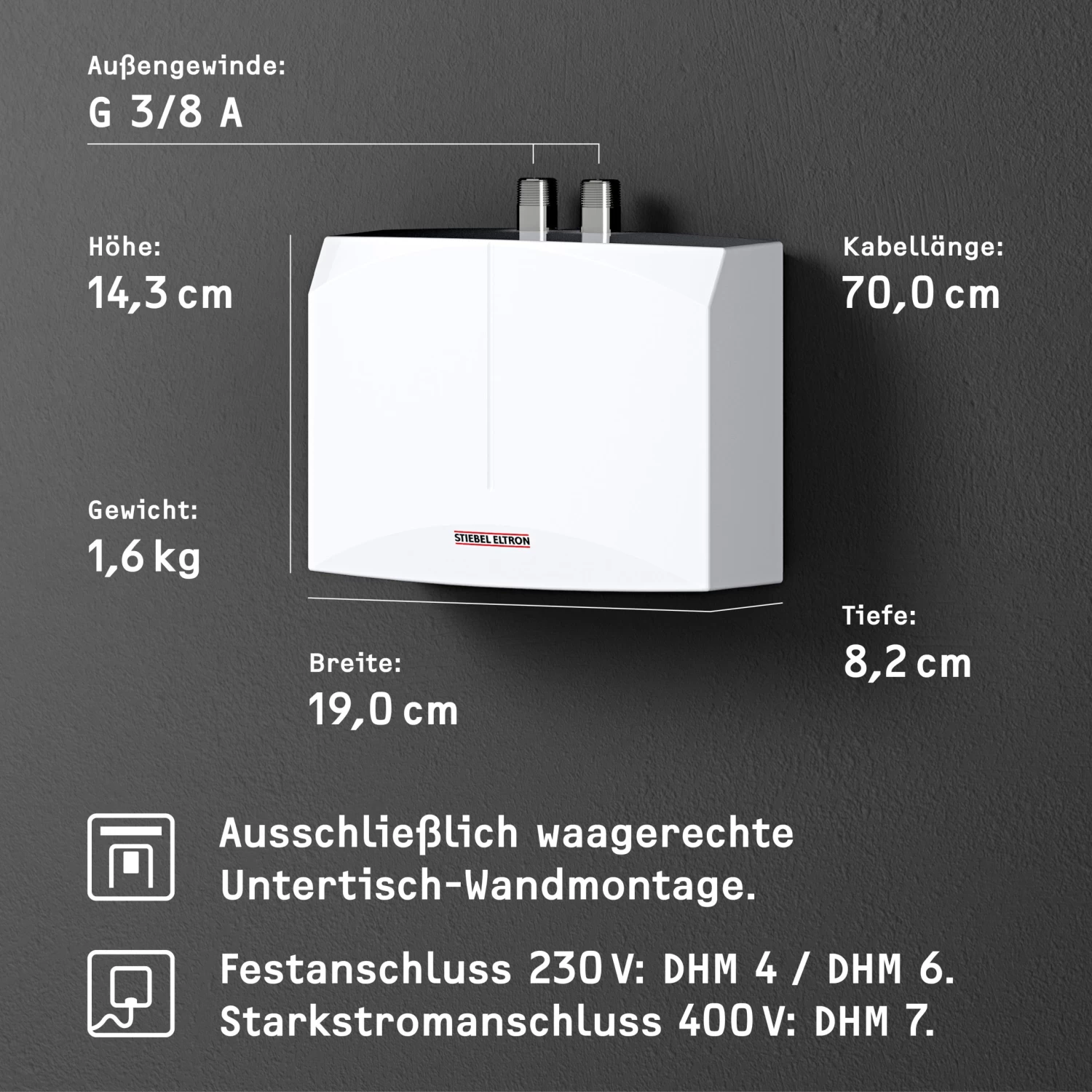 Stiebel Eltron Mini-Durchlauferhitzer 185473 DHM 6, 5,7 KW, Druckfest, 230 V, Weiss 5 Stiebel Eltron Mini-Durchlauferhitzer 185473 DHM 6, 5,7 KW, Druckfest, 230 V, Weiss – Bild 3