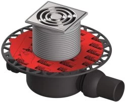 TECEdrainpoint S 122 Ablaufset Norm 3601202 100x100mm, DN50, Universalflansch, Edelstahlrahmen