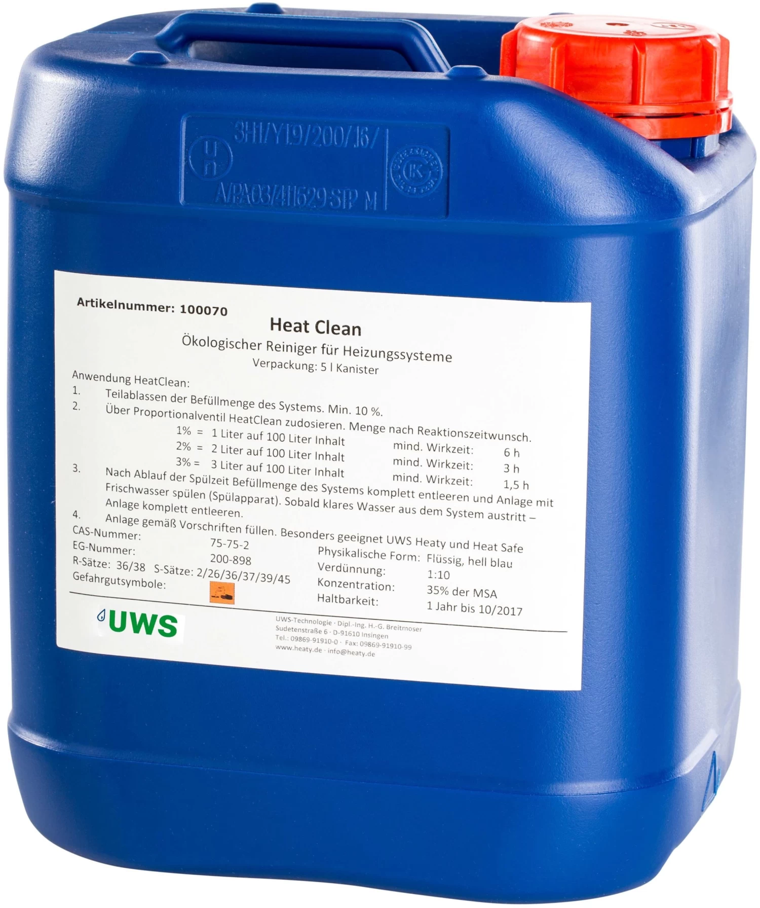 UWS Heat Reiniger 100070 5 L Kanister, Sauer, Für Kalkrückstände 3 UWS Heat Reiniger 100070 5 L Kanister, Sauer, Für Kalkrückstände