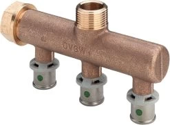 Viega Sanfix-P Verteiler 309206 Rotguss, 16mmxG 3/4 - 3-fach, SC-Contur